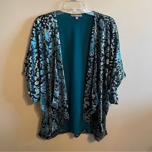 NY Collection Draped Cardigan Floral Top Size Small